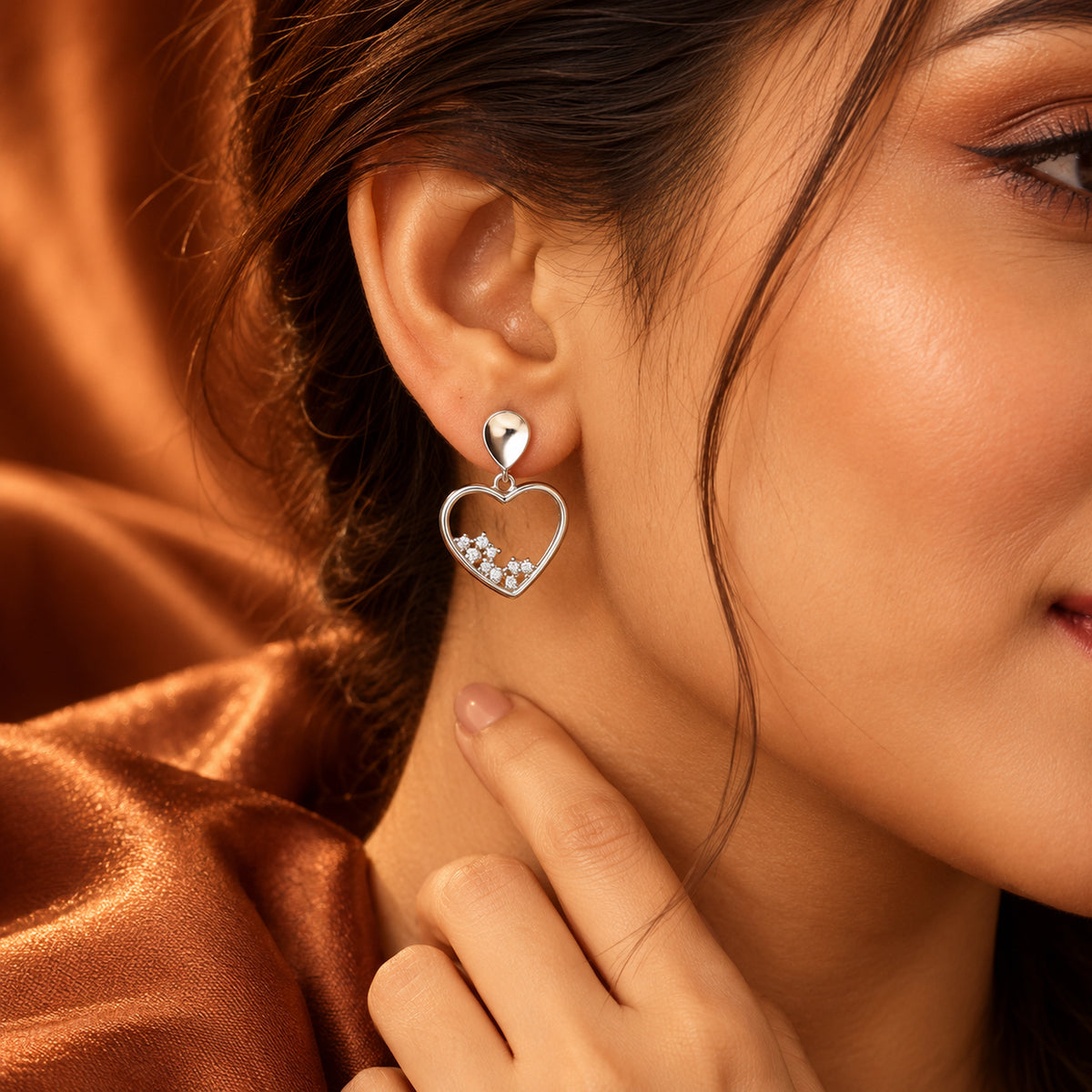 Heart Crystal Drop Earrings 925 Sterling Silver