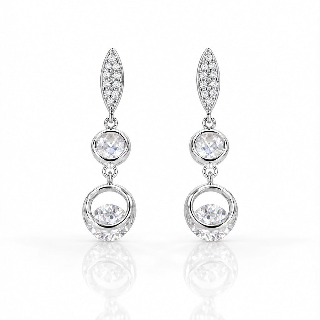 Marquise Crystal Double Drop Earrings 925 Sterling Silver