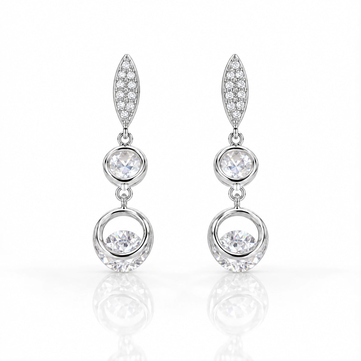 Marquise Crystal Double Drop Earrings 925 Sterling Silver