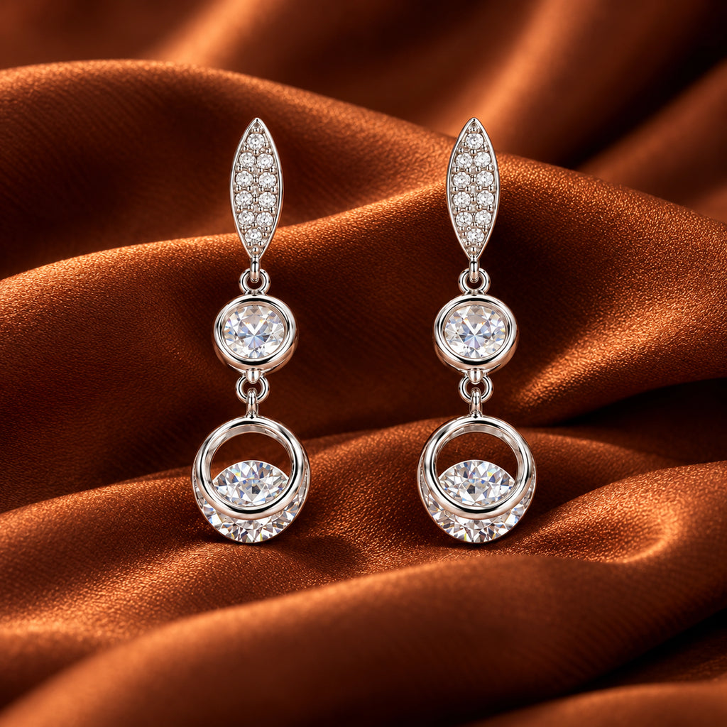 Marquise Crystal Double Drop Earrings 925 Sterling Silver