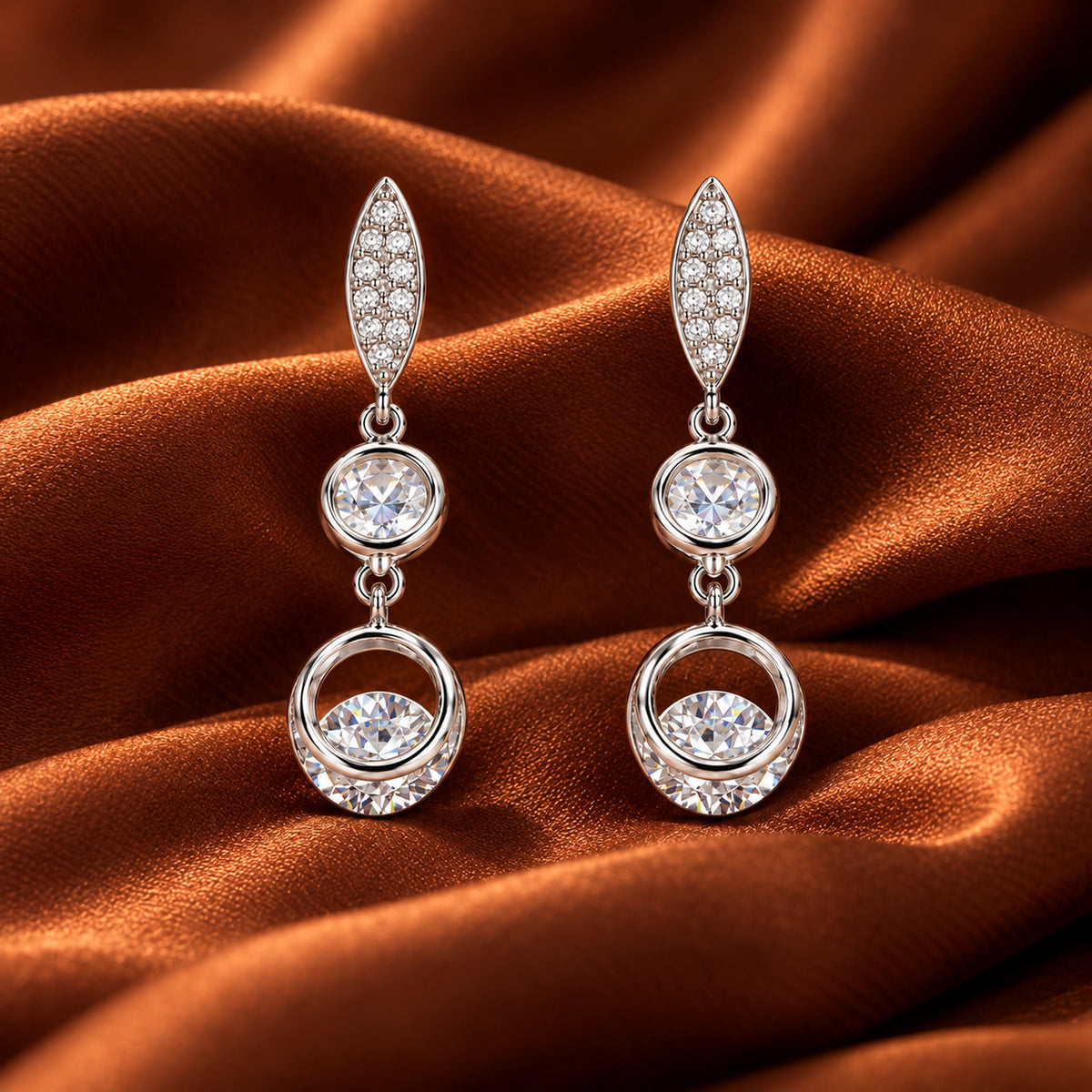 Marquise Crystal Double Drop Earrings 925 Sterling Silver