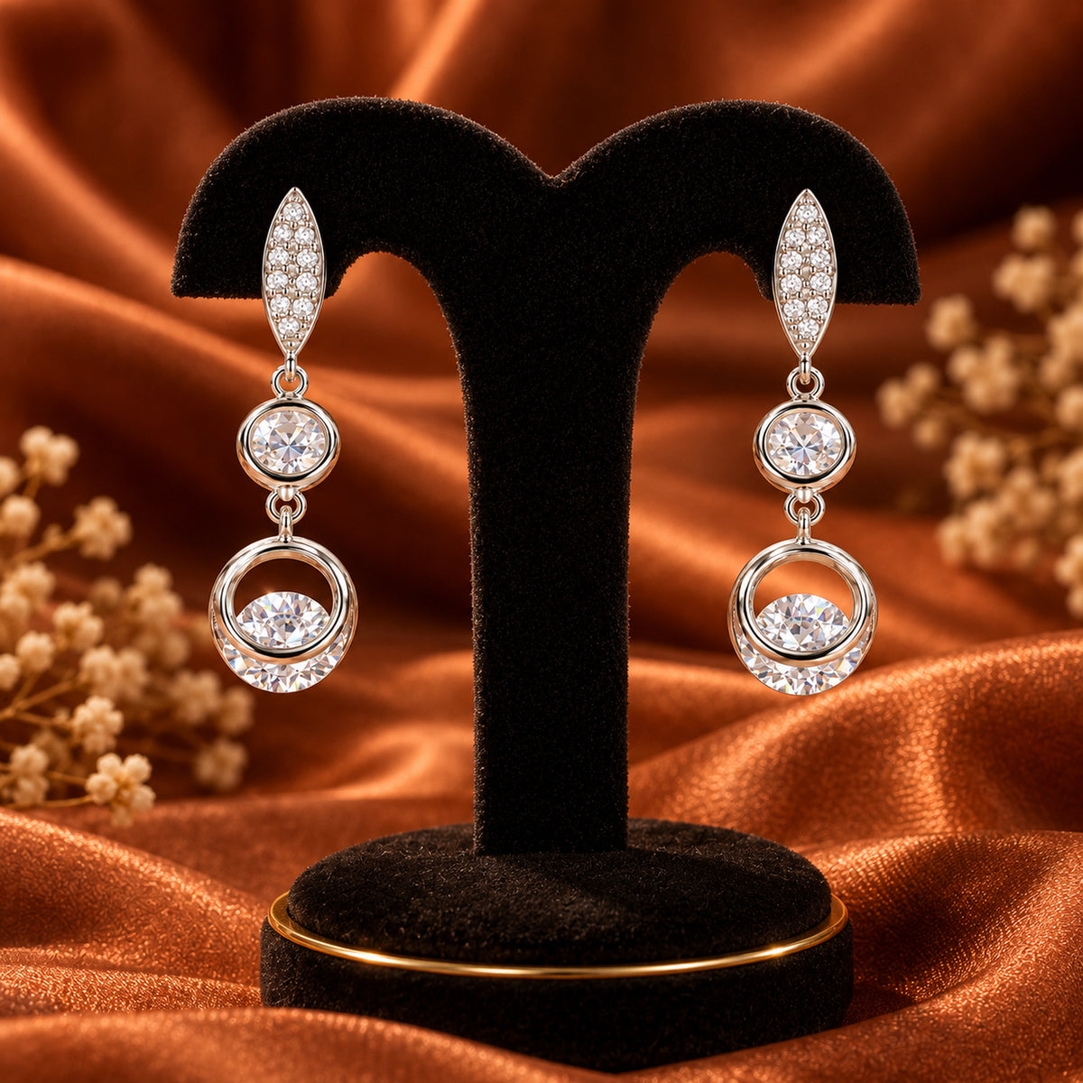Marquise Crystal Double Drop Earrings 925 Sterling Silver