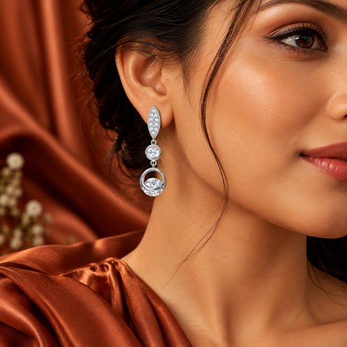 Marquise Crystal Double Drop Earrings 925 Sterling Silver