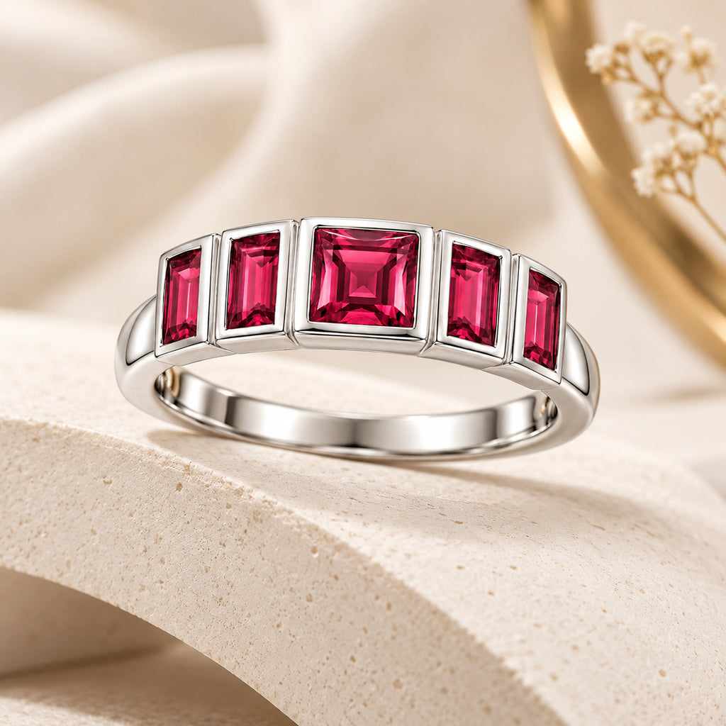 Baguette Statement Ring 925 Sterling Silver