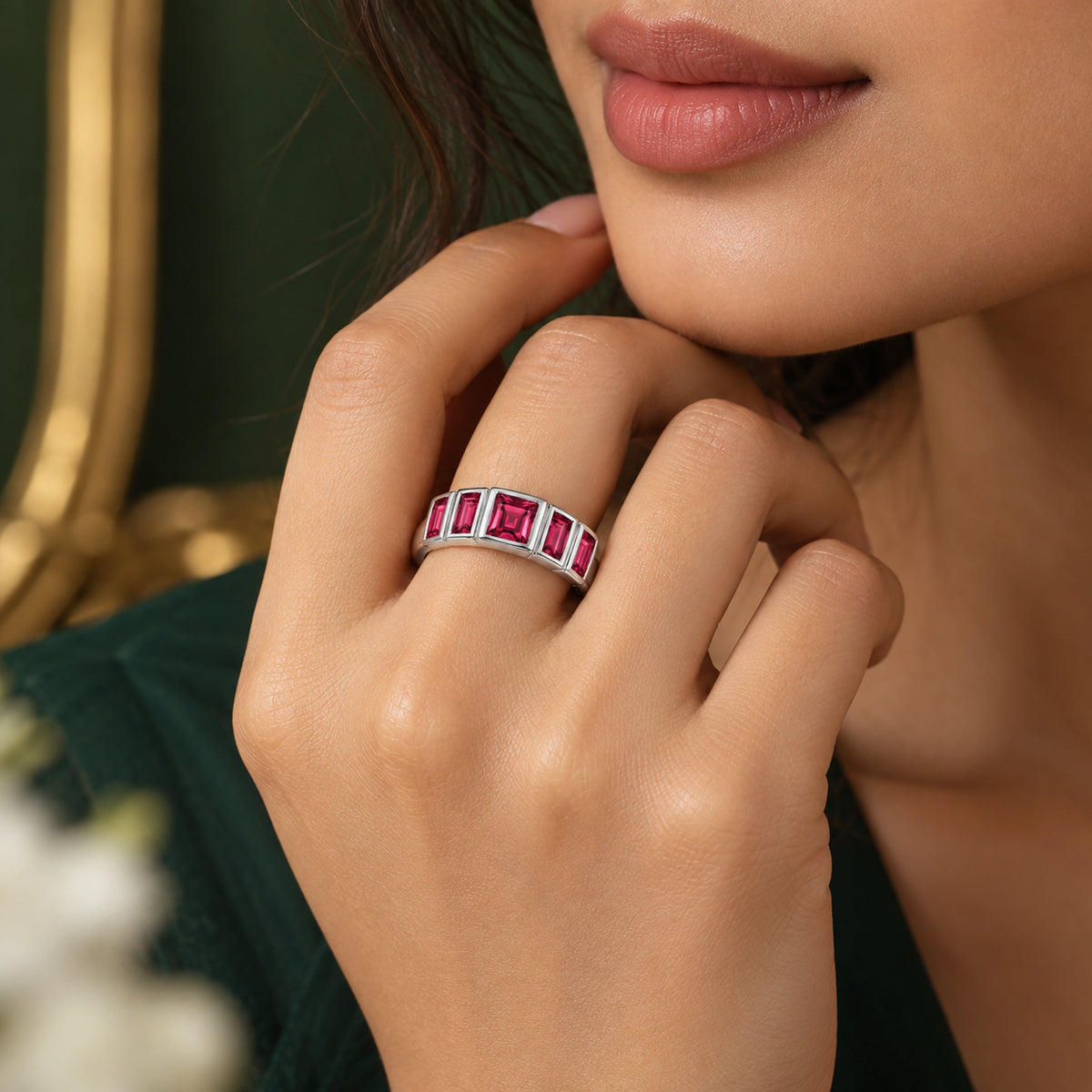 Baguette Statement Ring 925 Sterling Silver