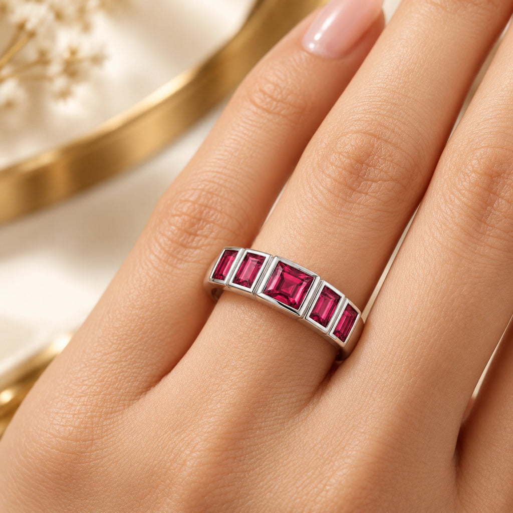 Baguette Statement Ring 925 Sterling Silver