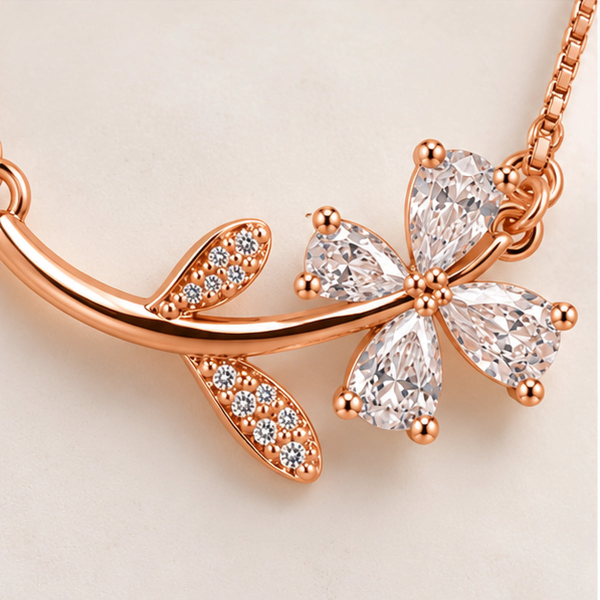 Rose Gold Asymmetric Blossom Pendant Necklace | 925 Sterling Silver