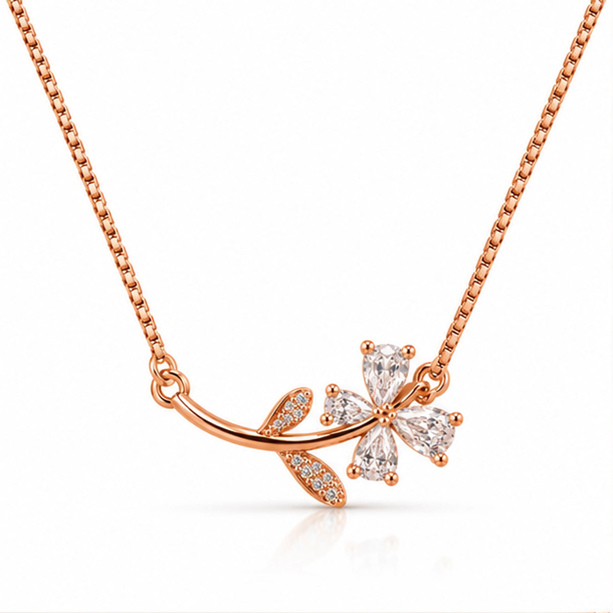 Rose Gold Asymmetric Blossom Pendant Necklace | 925 Sterling Silver