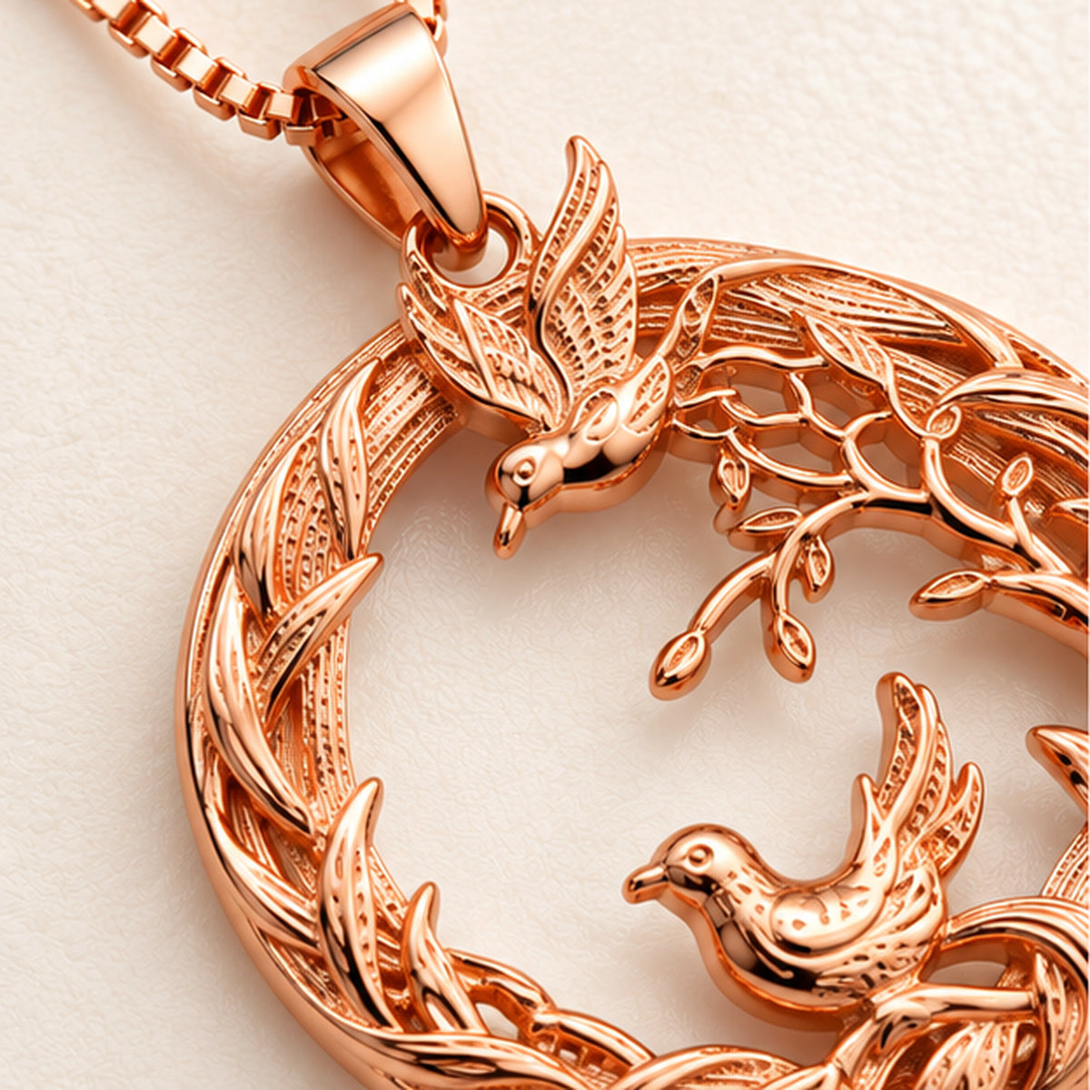 Rose Gold Bird Pendant Necklace 925 Sterling Silver