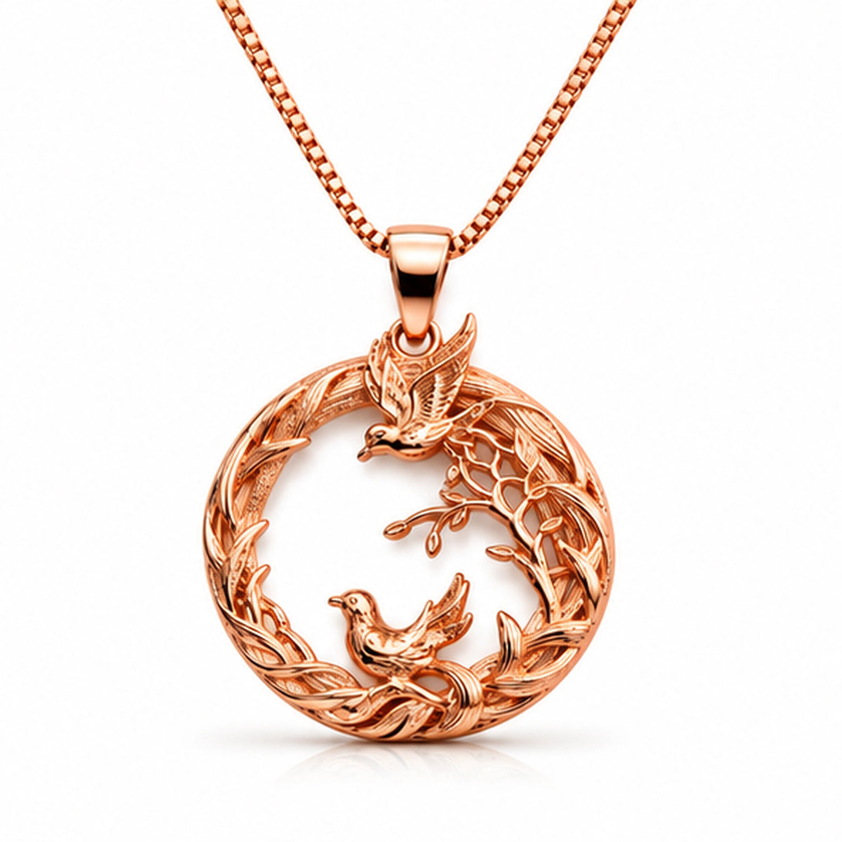 Rose Gold Bird Pendant Necklace 925 Sterling Silver