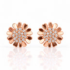 Rose Gold Floral Stud Earrings 925 Sterling Silver