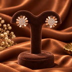Rose Gold Floral Stud Earrings 925 Sterling Silver