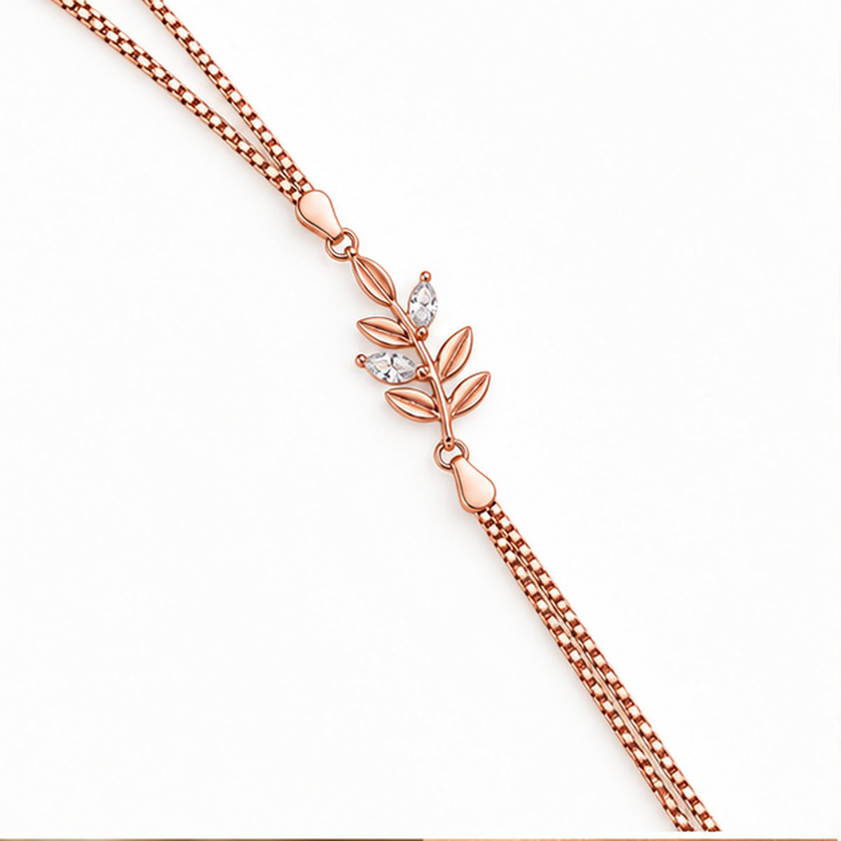 Rose Gold Leaf Vine Bracelet 925 Sterling Silver
