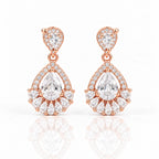 Rose Gold Teardrop Crystal Earrings 925 Sterling Silver