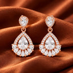 Rose Gold Teardrop Crystal Earrings 925 Sterling Silver