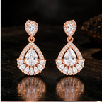Rose Gold Teardrop Crystal Earrings 925 Sterling Silver