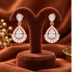 Rose Gold Teardrop Crystal Earrings 925 Sterling Silver