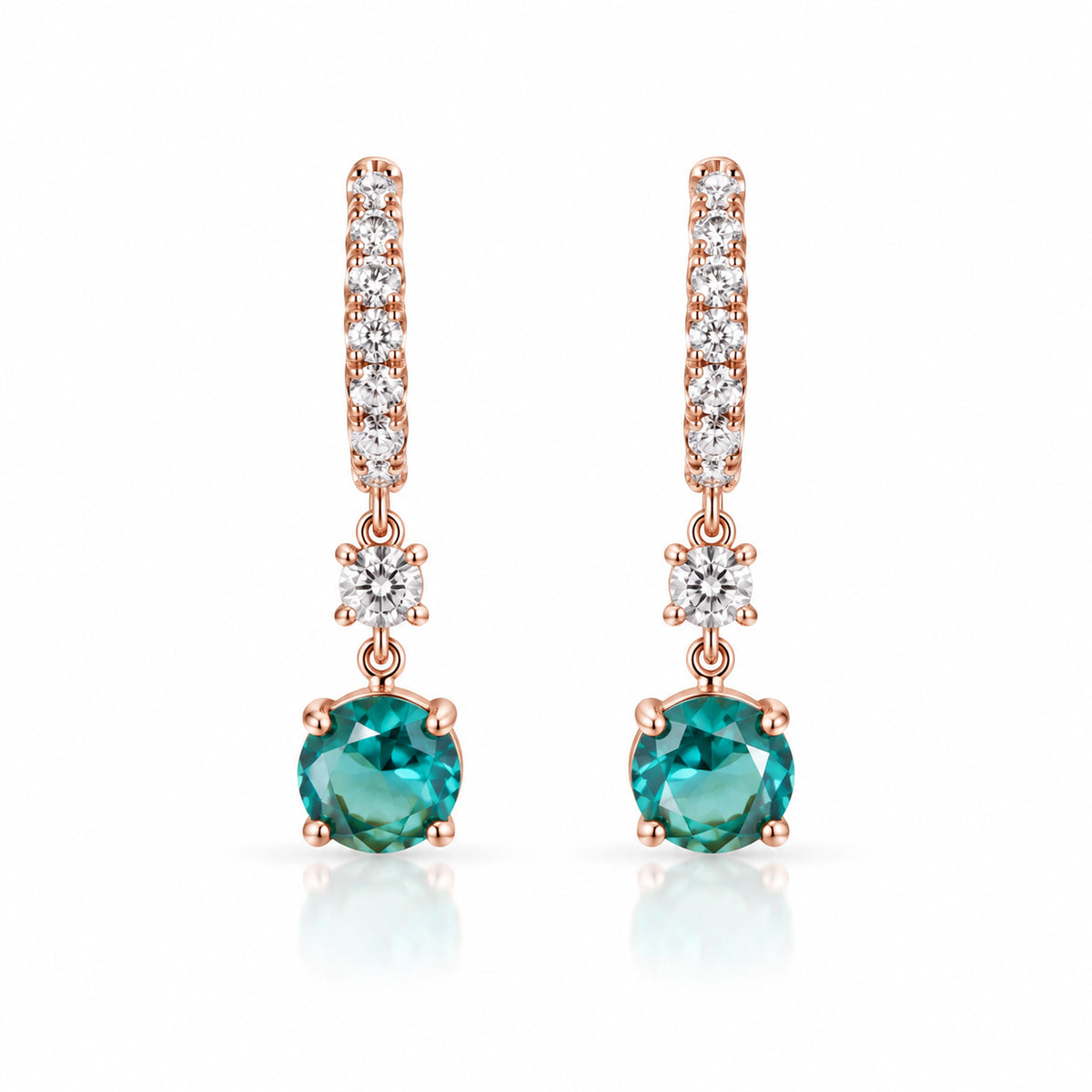Rose Gold Turquoise Drop Earrings 925 Sterling Silver