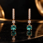 Rose Gold Turquoise Drop Earrings 925 Sterling Silver