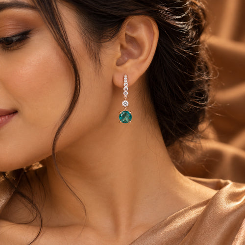 Rose Gold Turquoise Drop Earrings 925 Sterling Silver