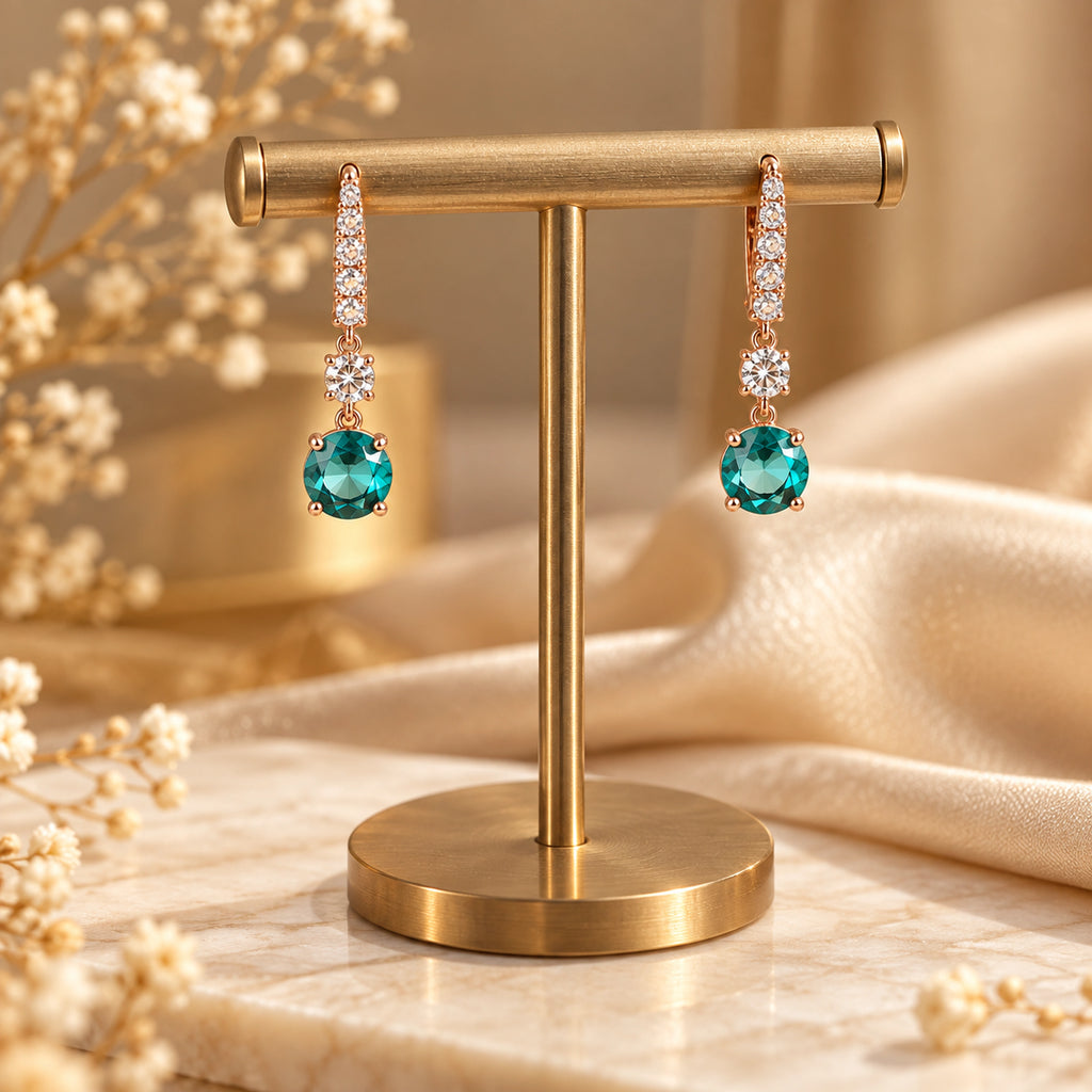 Rose Gold Turquoise Drop Earrings 925 Sterling Silver