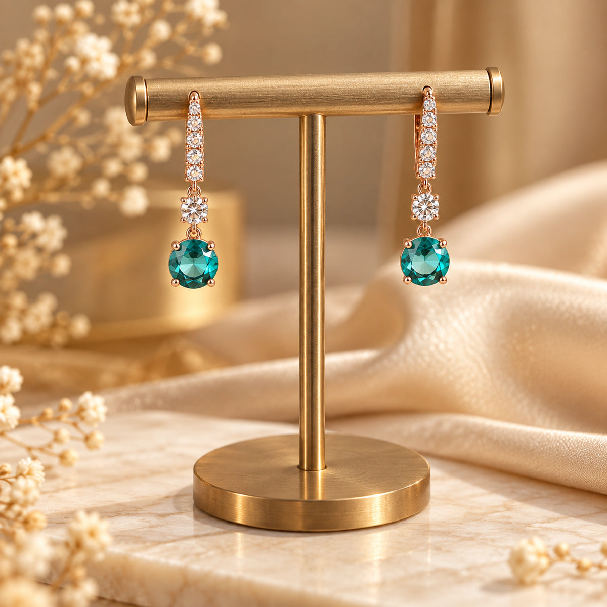 Rose Gold Turquoise Drop Earrings 925 Sterling Silver