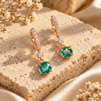 Rose Gold Turquoise Drop Earrings 925 Sterling Silver