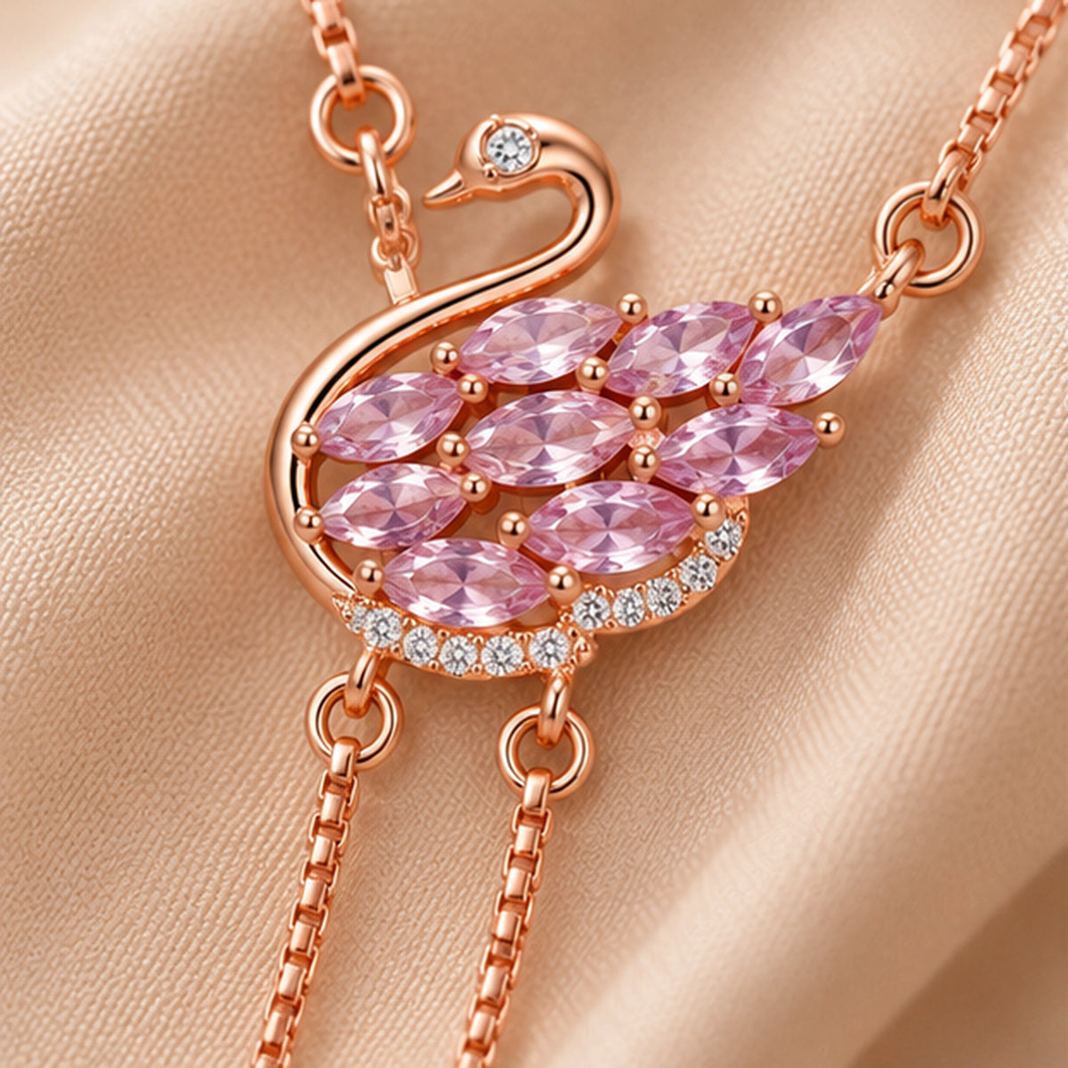 925 Sterling Silver Swan Grace Drop Pendant Necklace