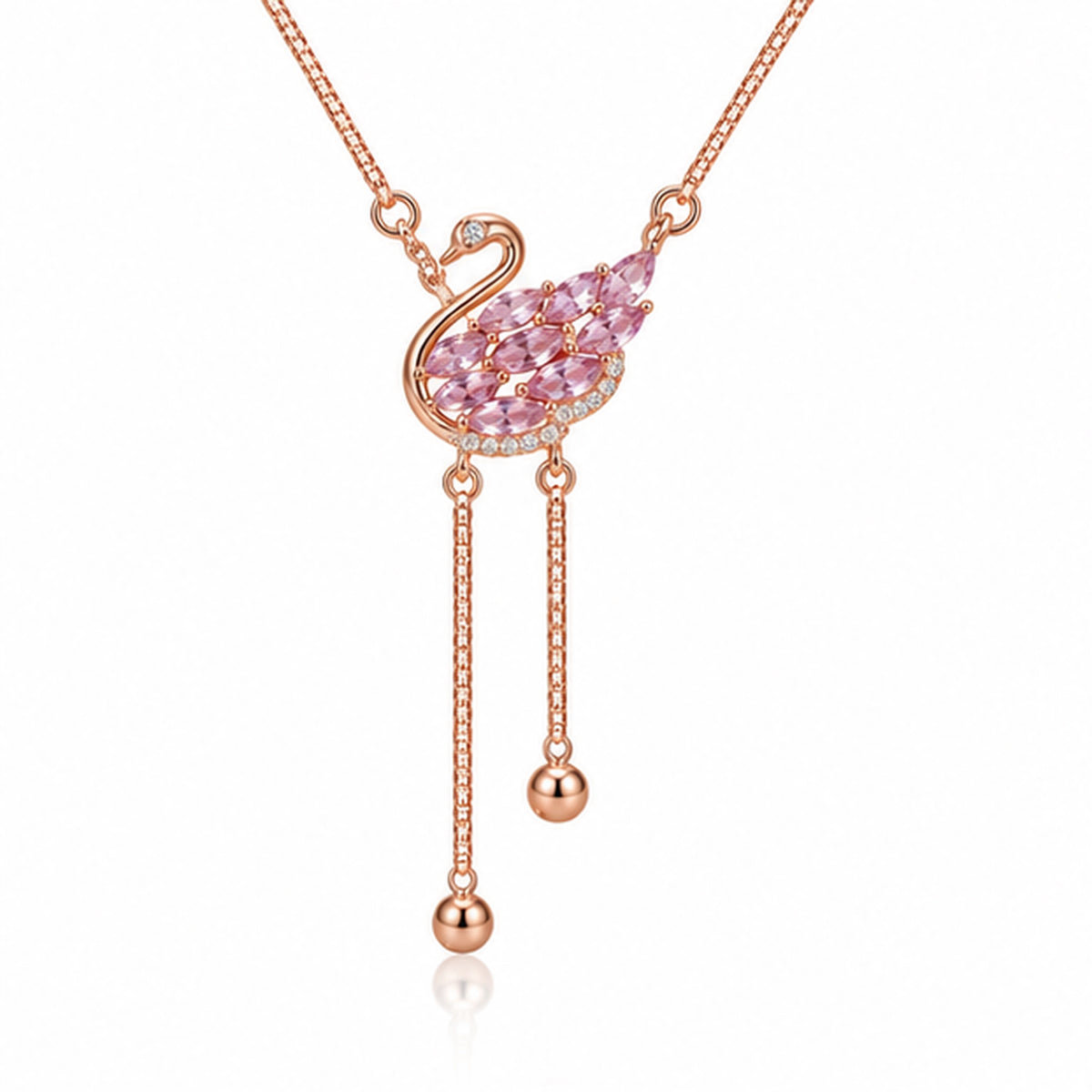 925 Sterling Silver Swan Grace Drop Pendant Necklace