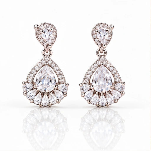 Teardrop Crystal Earrings 925 Sterling Silver