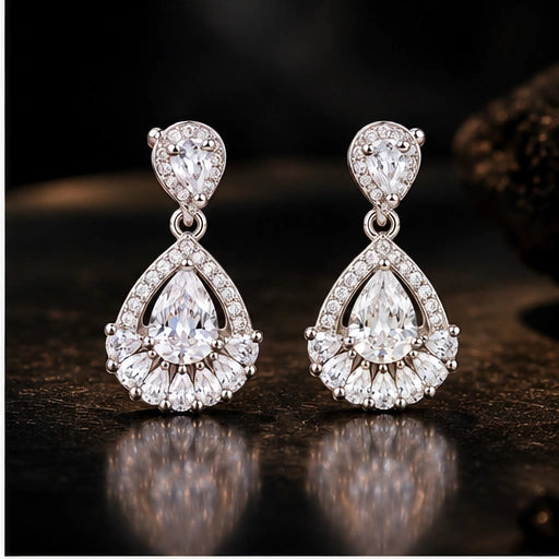 Teardrop Crystal Earrings 925 Sterling Silver