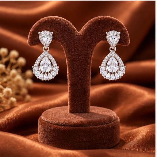 Teardrop Crystal Earrings 925 Sterling Silver