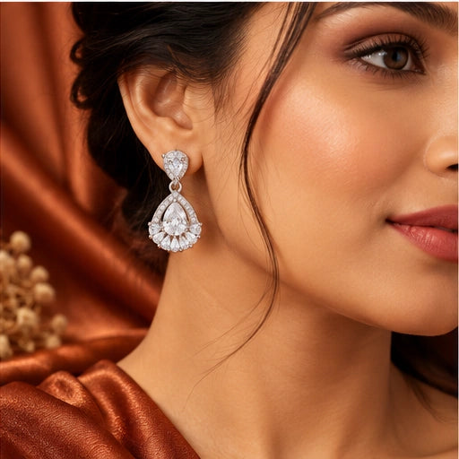 Teardrop Crystal Earrings 925 Sterling Silver