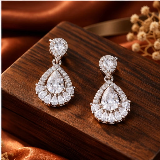 Teardrop Crystal Earrings 925 Sterling Silver