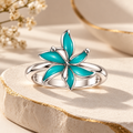 Turquoise Flower Ring 925 Sterling Silver