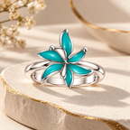 Turquoise Flower Ring 925 Sterling Silver