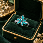 Turquoise Flower Ring 925 Sterling Silver