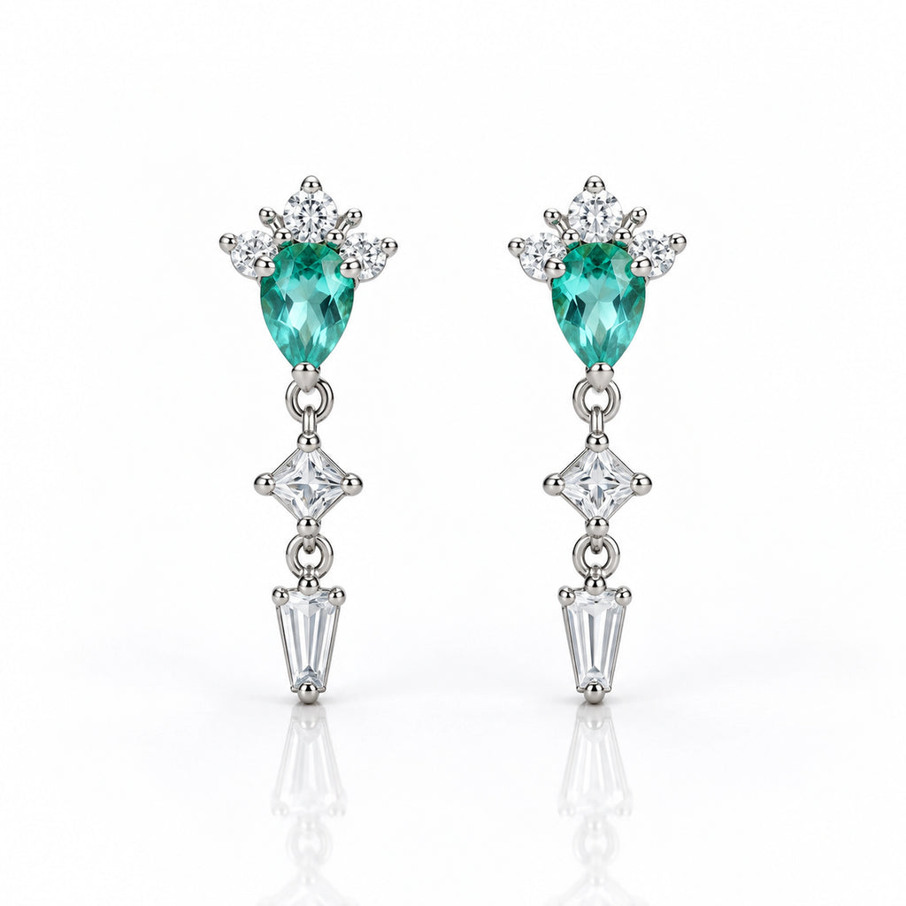 Turquoise Geometric Drop Earrings 925 Sterling Silver