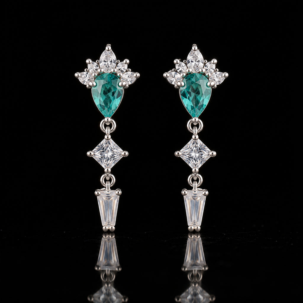 Turquoise Geometric Drop Earrings 925 Sterling Silver