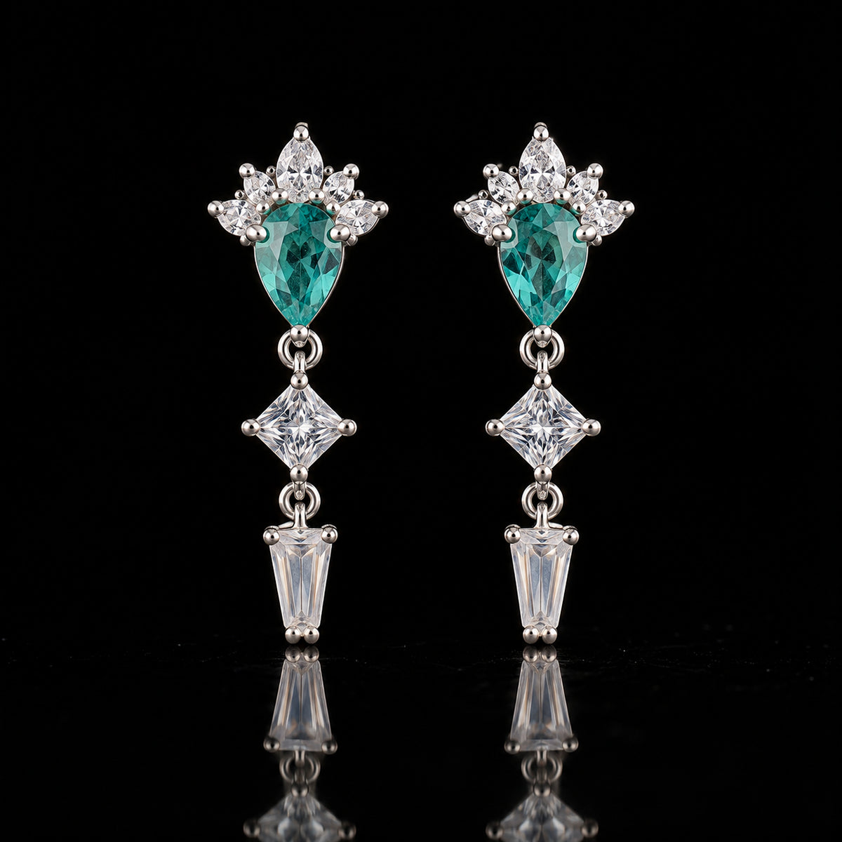 Turquoise Geometric Drop Earrings 925 Sterling Silver