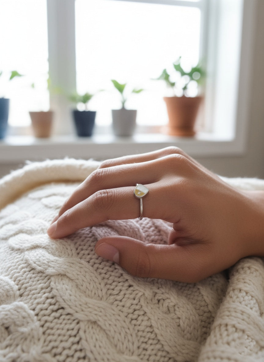 925 Mother-of-Pearl Heart & Star Ring