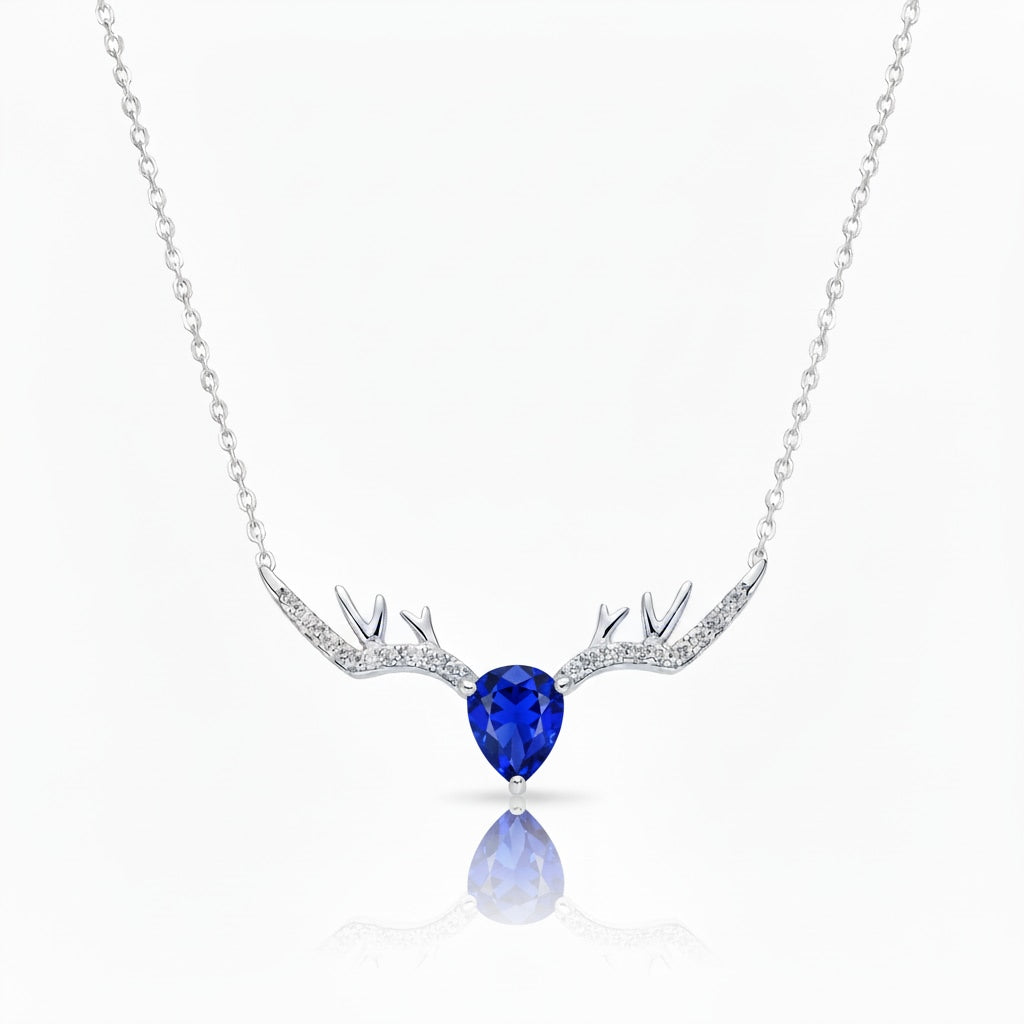 925 Sterling Silver Deer Horn Necklace