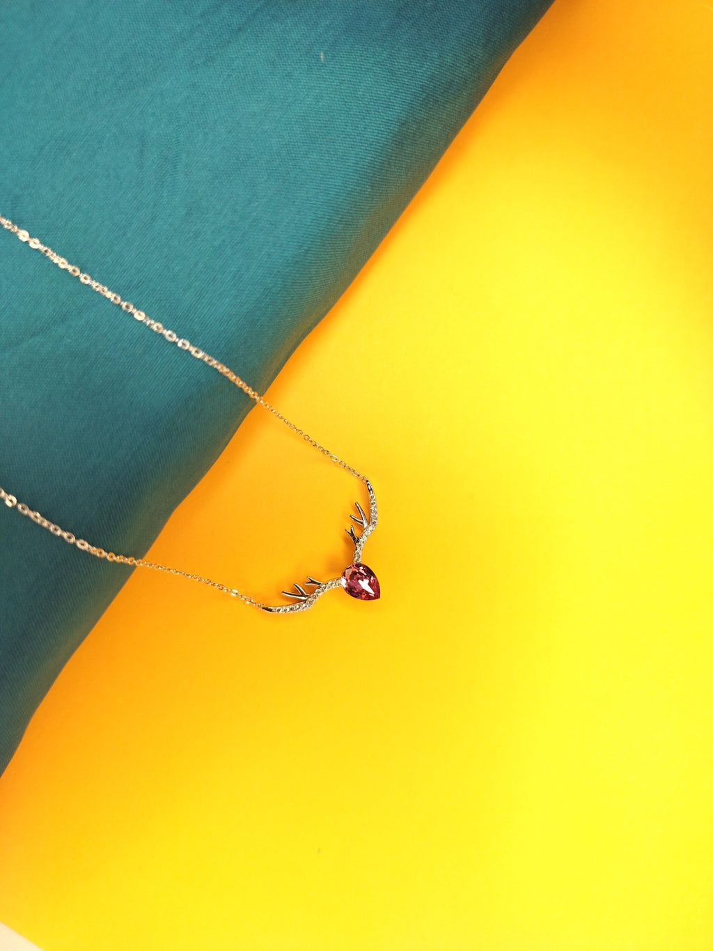 925 Sterling Silver Deer Horn Necklace