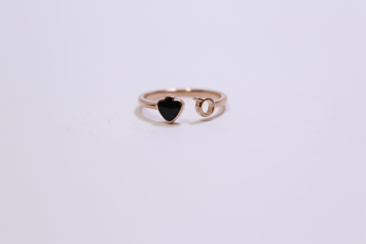 925 Rose gold ring with black enamel