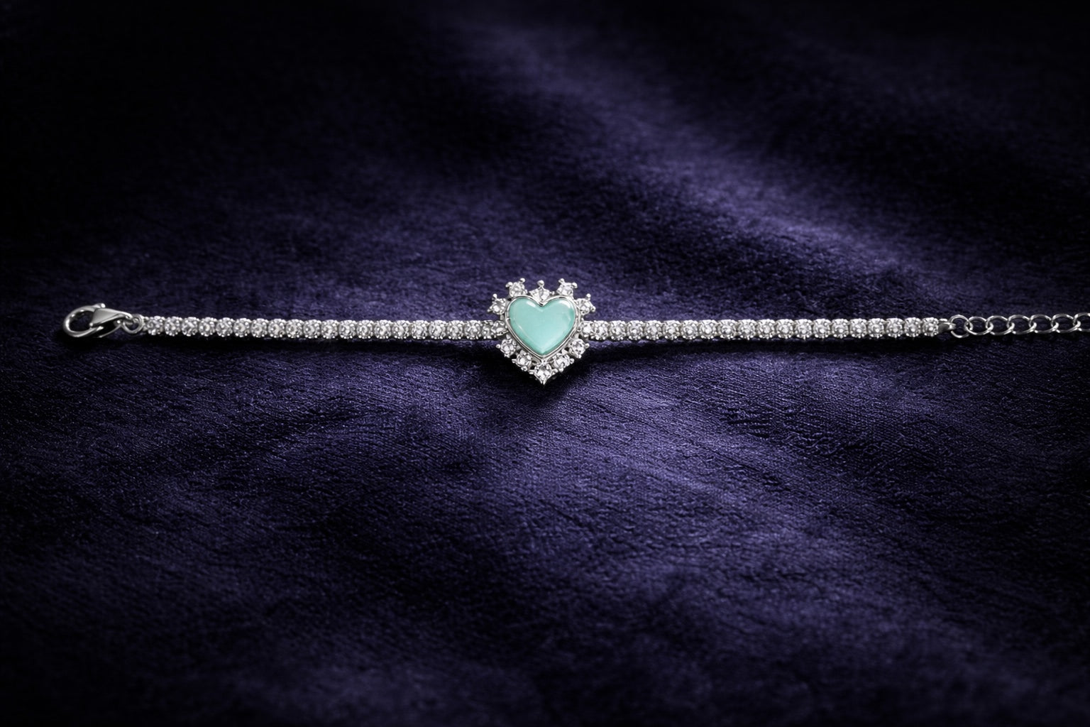 Aurelia Aqua Heart 925 Silver Tennis Bracelet
