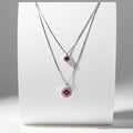 Double Layer Red Halo Necklace - 925 Sterling Silver