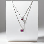 Double Layer Red Halo Necklace - 925 Sterling Silver
