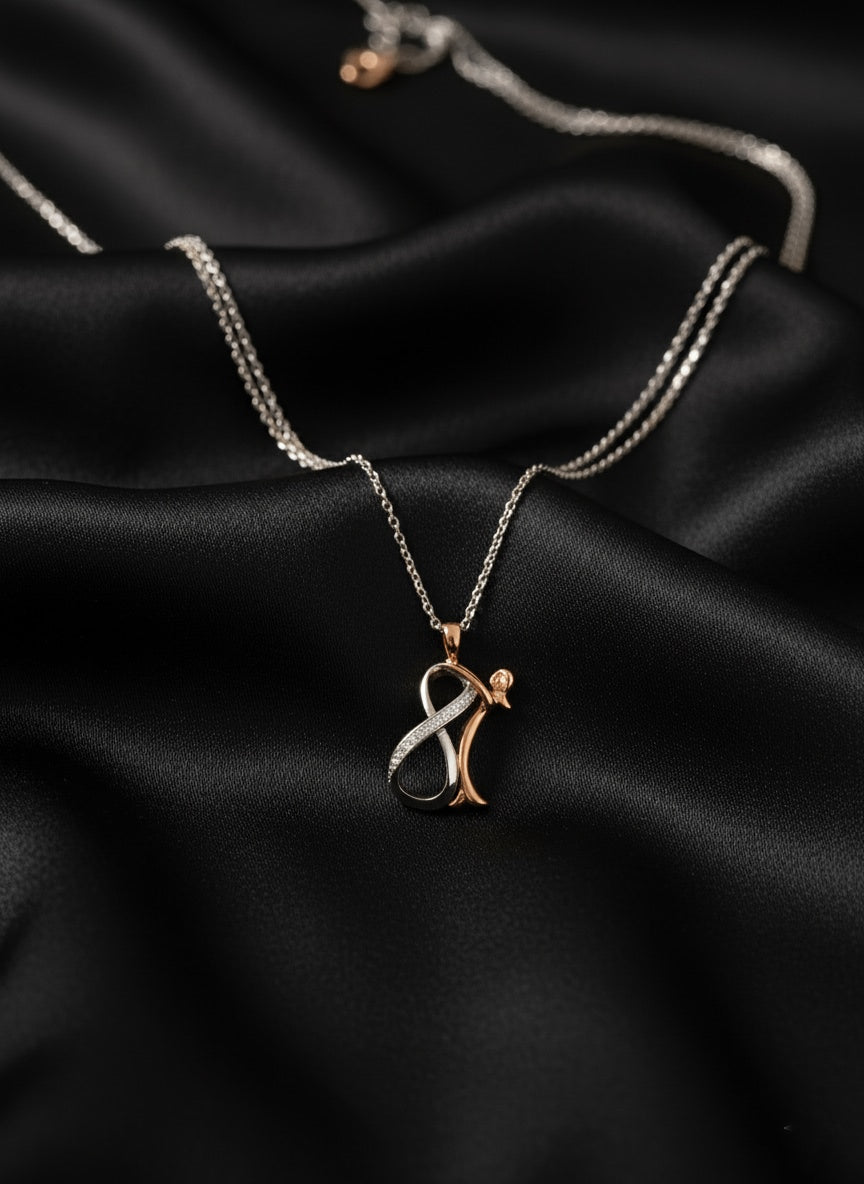 925 sterling silver couple hug infinity pendant