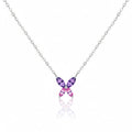 925 Sterling silver Two-Tone stone Butterfly Solitaire necklace