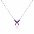 925 Sterling silver Two-Tone stone Butterfly Solitaire necklace